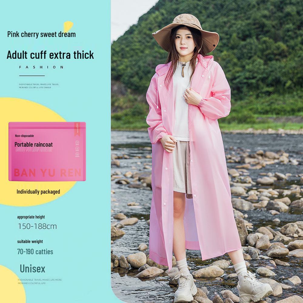 Reusable Full-Length Women's Raincoat for Outdoor Use