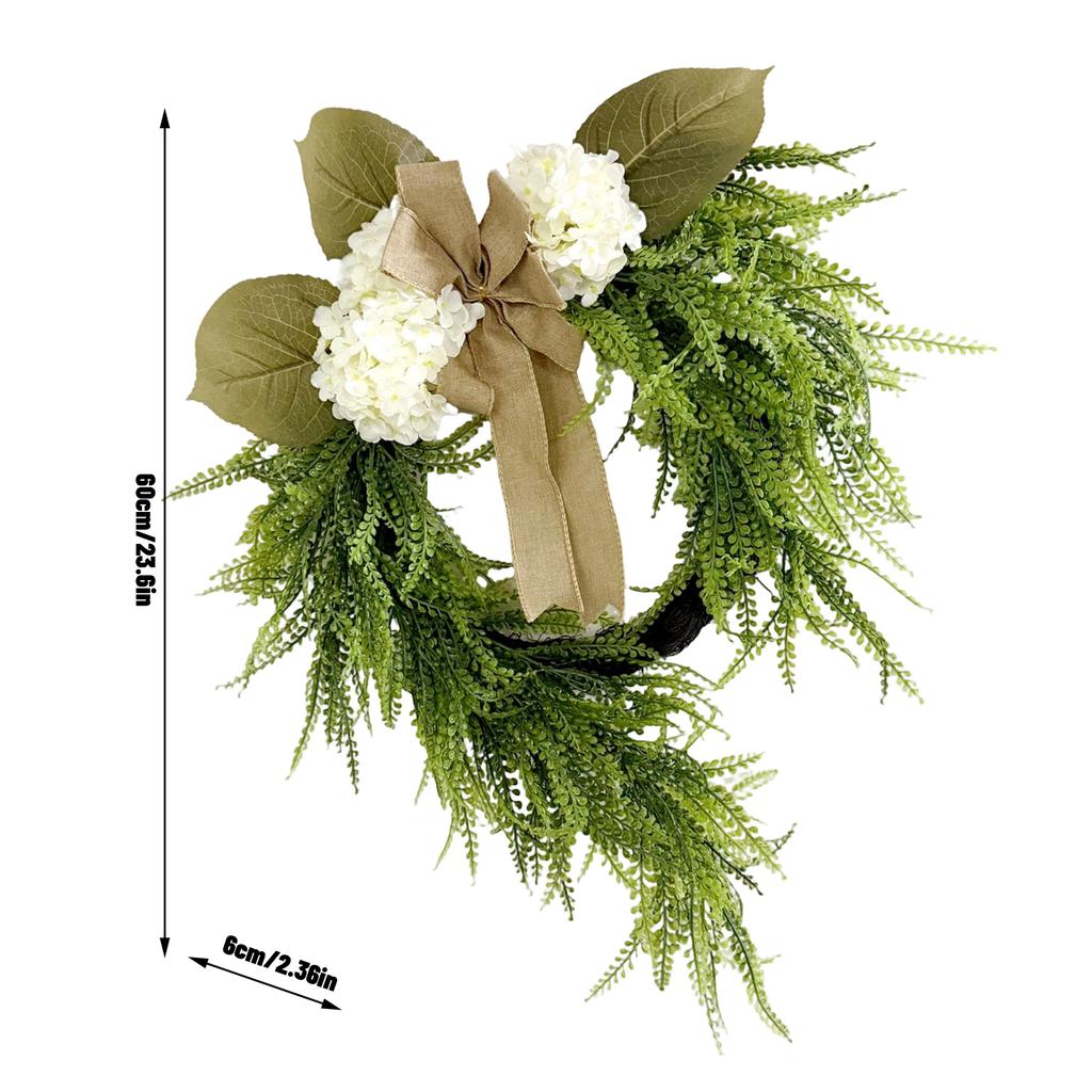 Rustic Hydrangea Flower Wreath Hanging Decoration, Home Decor, Bowknot Wall Hanging Wreath For Doors.