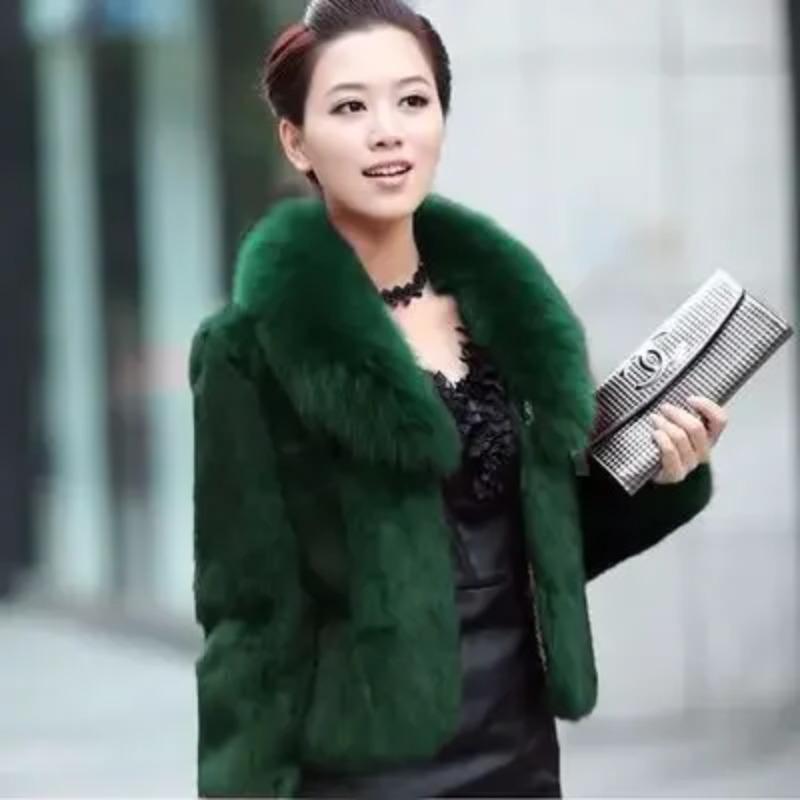 New Womens Winter Autumn Short Section Faux Fur Jackets Man-made Rabbit  Collar Casual  Coats E98