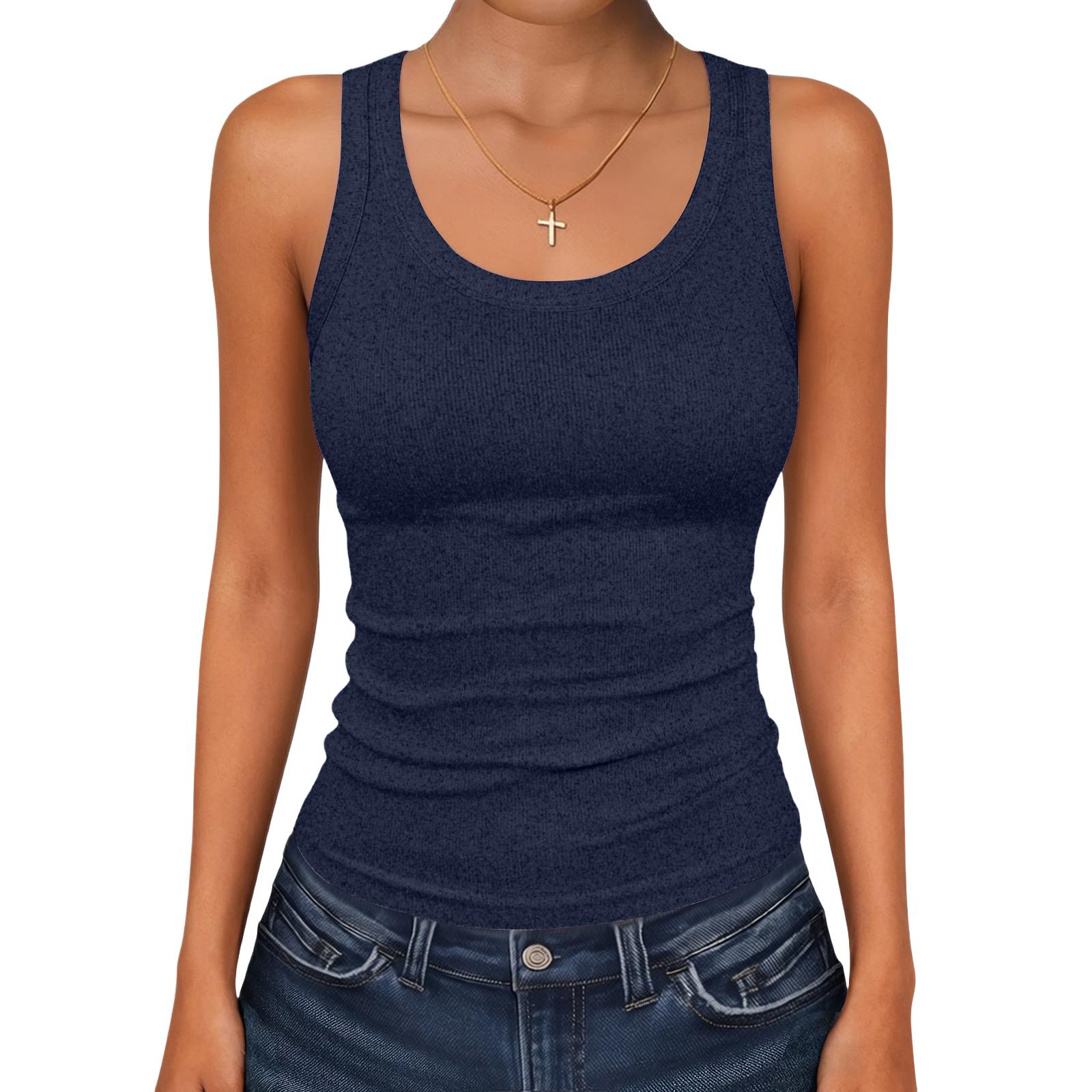 

Women s Fashion Slim-Fit Sleeveless Sports Top XXL Темно-синій