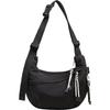 Large Capacity Crossbody Bag Women Soft Fabric Shoulder With Zipper Street Style Crescent Moon Design