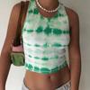 NEW Summer Printing Sexy Women Crop tops sleeveless slim basic O Neck Pullover Tee top Casual Tie Dyeing Club Vest Tanks
