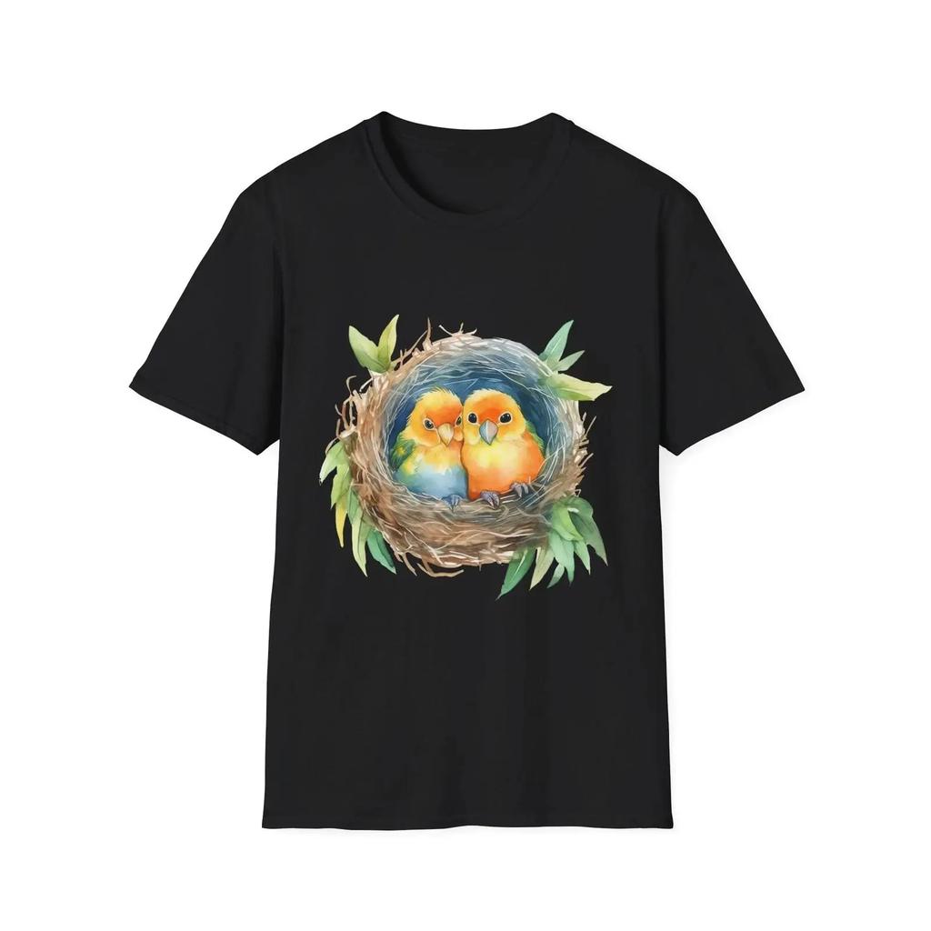 Love Nest Birds T Shirt Cute Couple Nature Lover Spring Fashion Vintage Unisex Versatile Fashion Stylish Soft