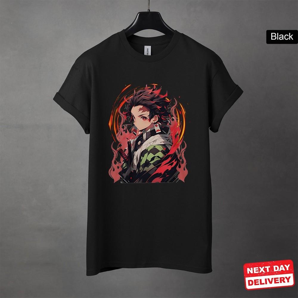 Demon Slayer Tanjiro T-Shirt – Flame Breathing Anime Graphic Tee Unisex T-Shirt XL