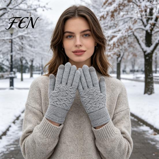 Cold Resistant Fleece Lined Gloves 1 Pair Winter Warm for Women Men, Versatile Outdoor Sports Weather Thermal Gloves, Thickened Knit Touchscreen