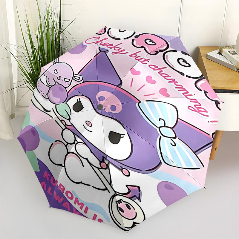 1pc Kuromi Cheeky but Charming Automatic Folding Umbrella - Portable Three-Fold Design with 8-Bone Iron Frame, Perfect for Fans, Travelers, Daily Use,