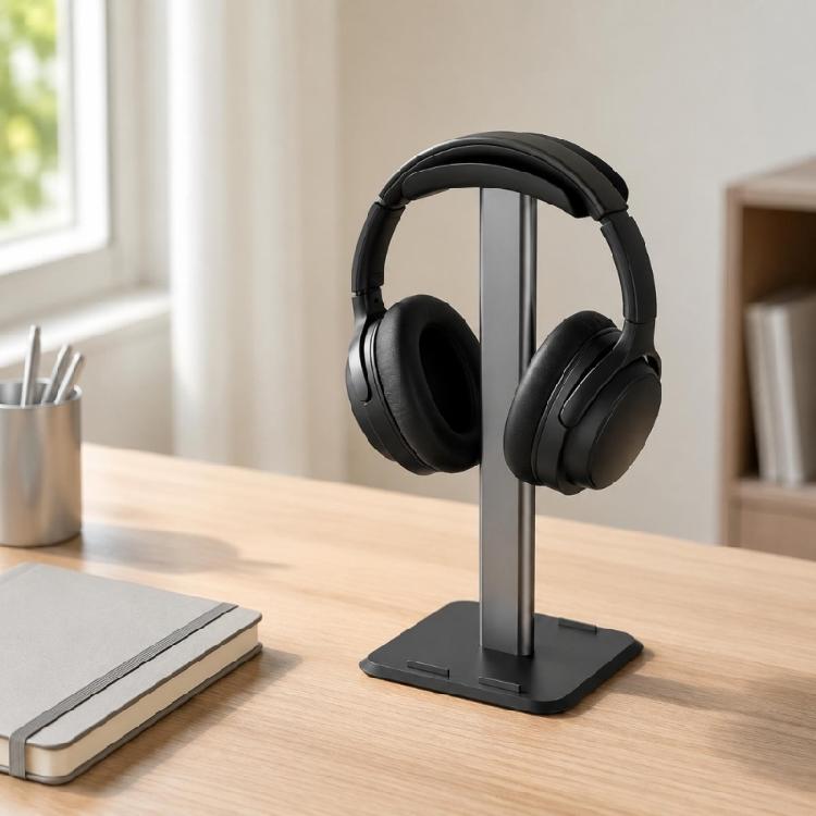 Over-Ear Headphone Stand for Home Desk Storage, Metal Support Post with Wide Top Pad and Flat Base for Office Study and Gaming Areas