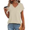 Women's Fashion Casual Slim Fit Waist Cap Sleeve V Neck T-Shirt Top