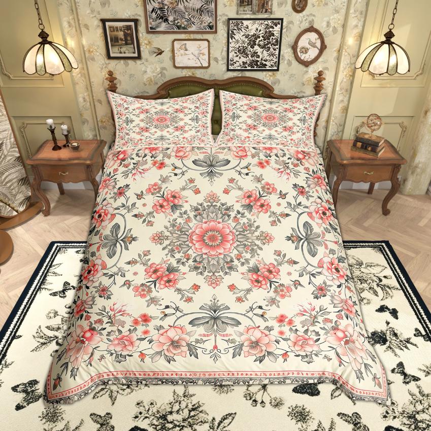 Comforter Homewish Chic Flower For Girls Spring Garden Floral Bedding Set Green Leaves Set