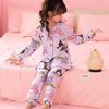 Spring & Autumn Cotton-Feel Girls' Cardigan Pajama Set - Long Sleeve & Pants