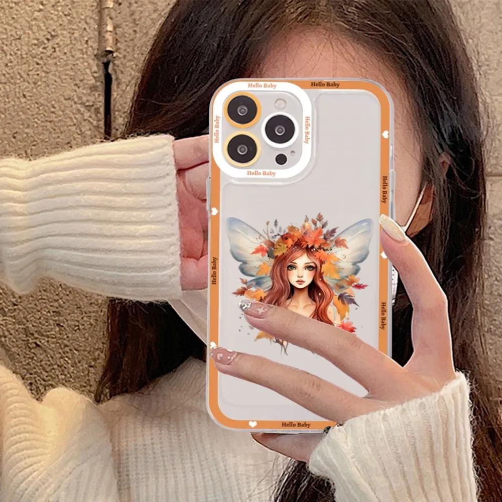 Happy Autumn Girl Pumpkin Fall Phone Case For IPhone 15 11 12 13 14 Mini Pro Max XR X XS TPU Clear Case