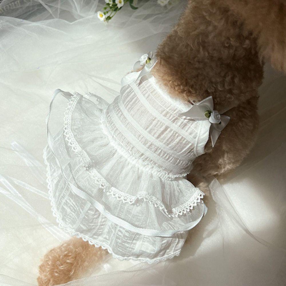 Soft Pet Summer Clothes Lace Cat Flying Sleeve Skirt Fashion Pet Princess Dress  for Puppy Kittens