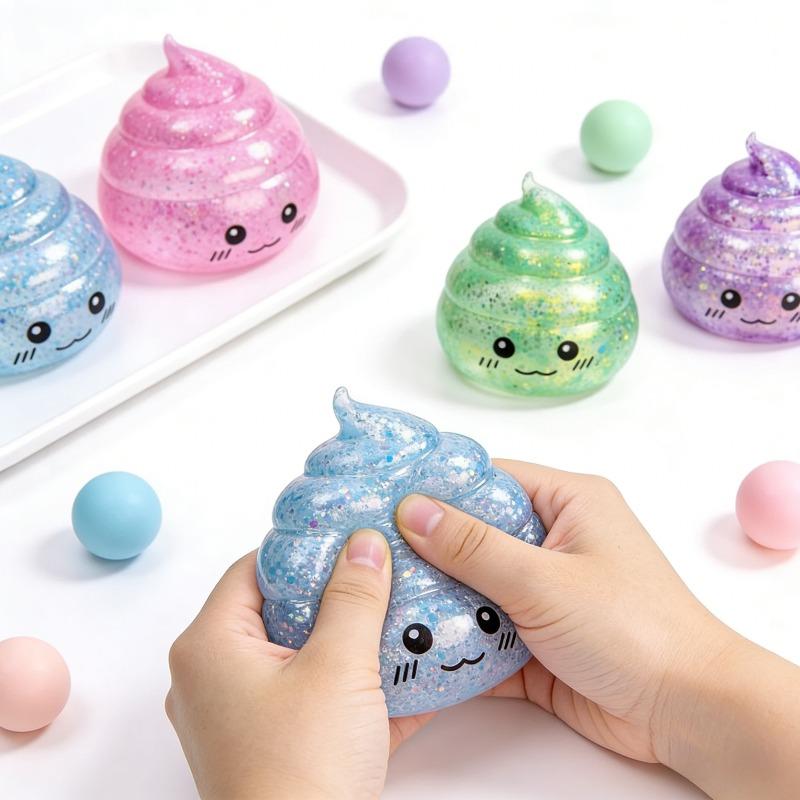 Nuovo Pupazzo Morbido Cacca Pallina Antistress Giocattoli Morbidi Glitterato Divertente Elastico Spremere Giocattoli Fidget Per Adulti Scherzo del Pesce d'Aprile Regalo