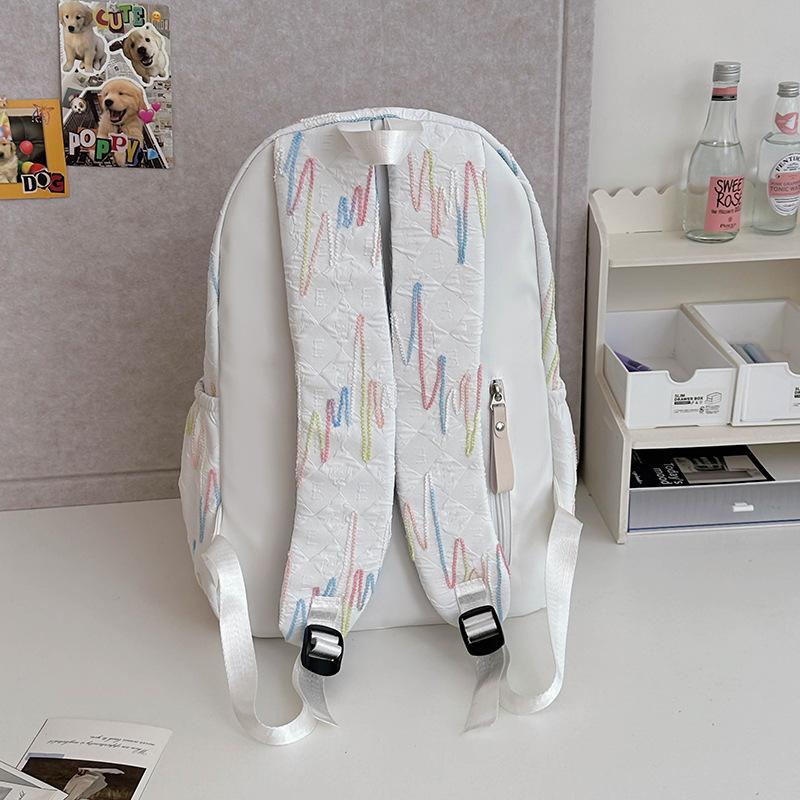 Schoolbag1011 New Trendy Fashion Backpack Korean Version Sweet and Cute Backpack Harajuku Style Foreign Style Embroidered Student Schoolbag
