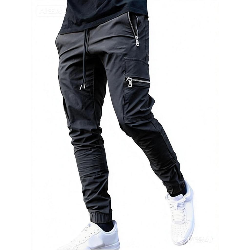 Men's Multi-Pocket Cargo Jogger Pants, Casual Athletic Trousers