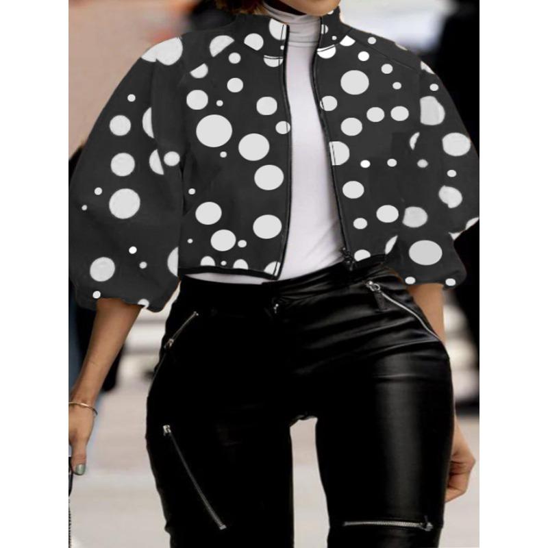 

Модный темпераментный короткий женский блузон-жакет в горошек, лето, новинка, большой размер, женская одежда ON01593 5XL чёрный