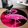 1pcFlamingo Neon Office Round Area Rug, Indoor Mat Suitable ForOffice, Under Office Chairs Bedroom Living Room Home Decor, Room Deco 052