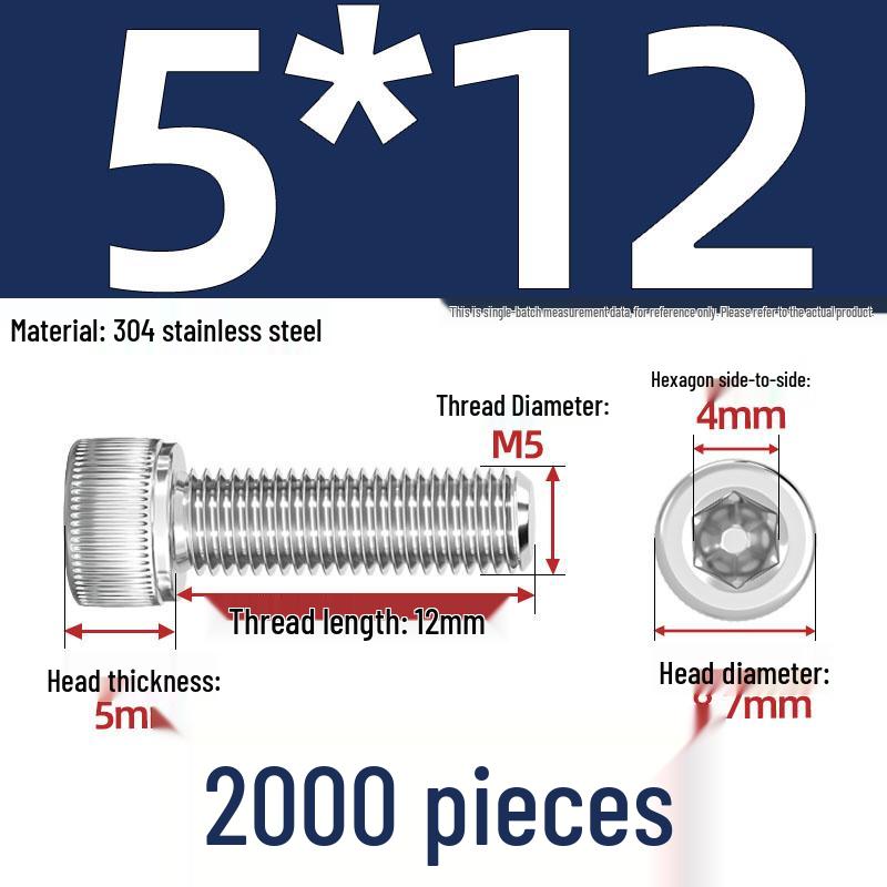 304 Stainless Steel Hex Socket Head Cap Screws, M2-M10, Extended Length