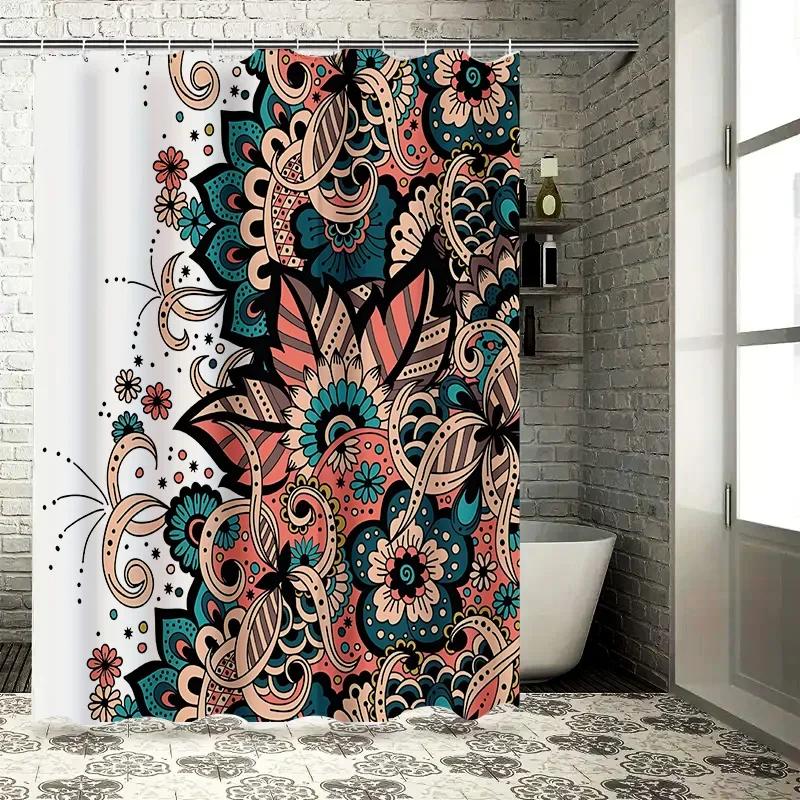 Elegant Floral Pattern Shower Curtain Adds Artistic Charm to Your Bathroom Decor Waterproof Polyester Fabric  Easy-Clean