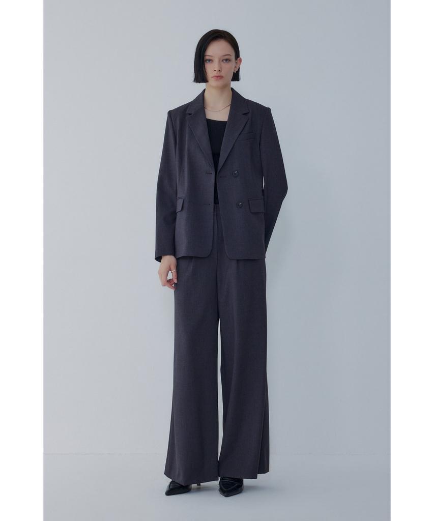 Bobeu Back Lettering One-Pleat Wide Pants_Charcoal 7156230003