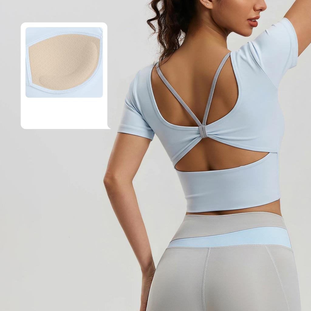 2026 New Summer Breathable Yoga Wear Tops Women Outdoor Running Sports Fitness Wear Short Sleeves