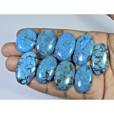 Colour Enhanced Magnesite Turquoise Oval Cabochon Loose Gemstone 09Pcs Lot C-2084
