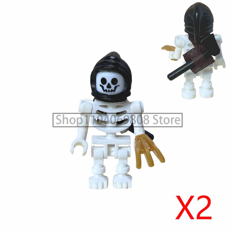 MOC Halloween Building Blocks Skeleton Army Knight Figures Flame Horse Medieval Vampire Furniture Assembly DIY Bricks Toys Gifts