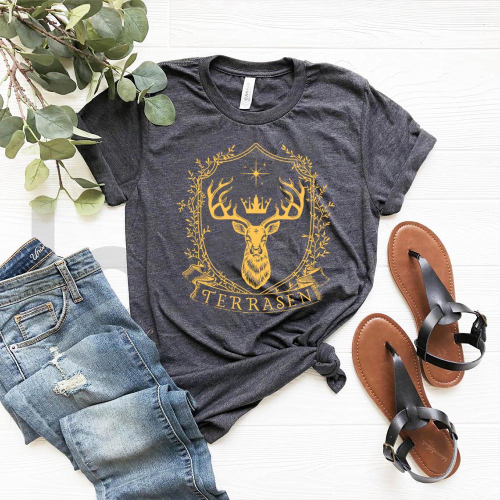 Terrasen Shirt Throne of Glass Merch Sarah J Maas Bookish Shirt Booklover Gift ACOTAR Crescent City Velaris Tops Graphic Tees