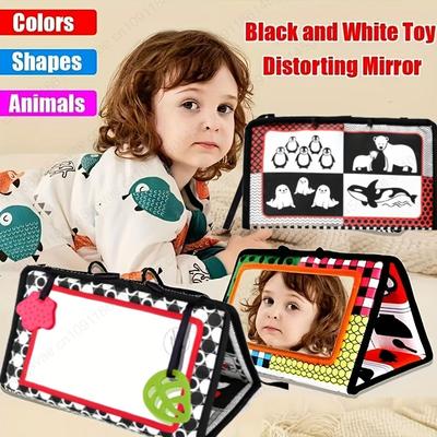 Black and White Baby Floor Mirror Tummy Time Sensory Toys 6-24 Months Baby Toys Toys Crawling Development Baby Toys