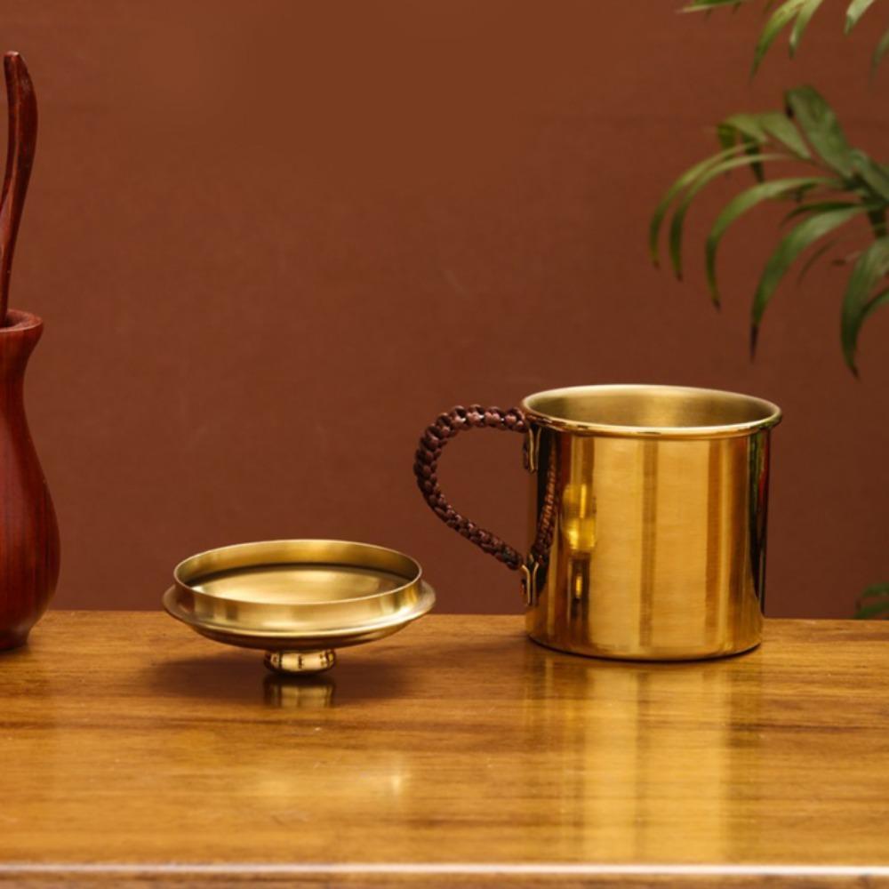 Handmade Copper Water Cup with Handle Sturdy Birthday Gifts Drinking Cups Practical for Restaurant Kitchen Wedding Tea Room Cafe