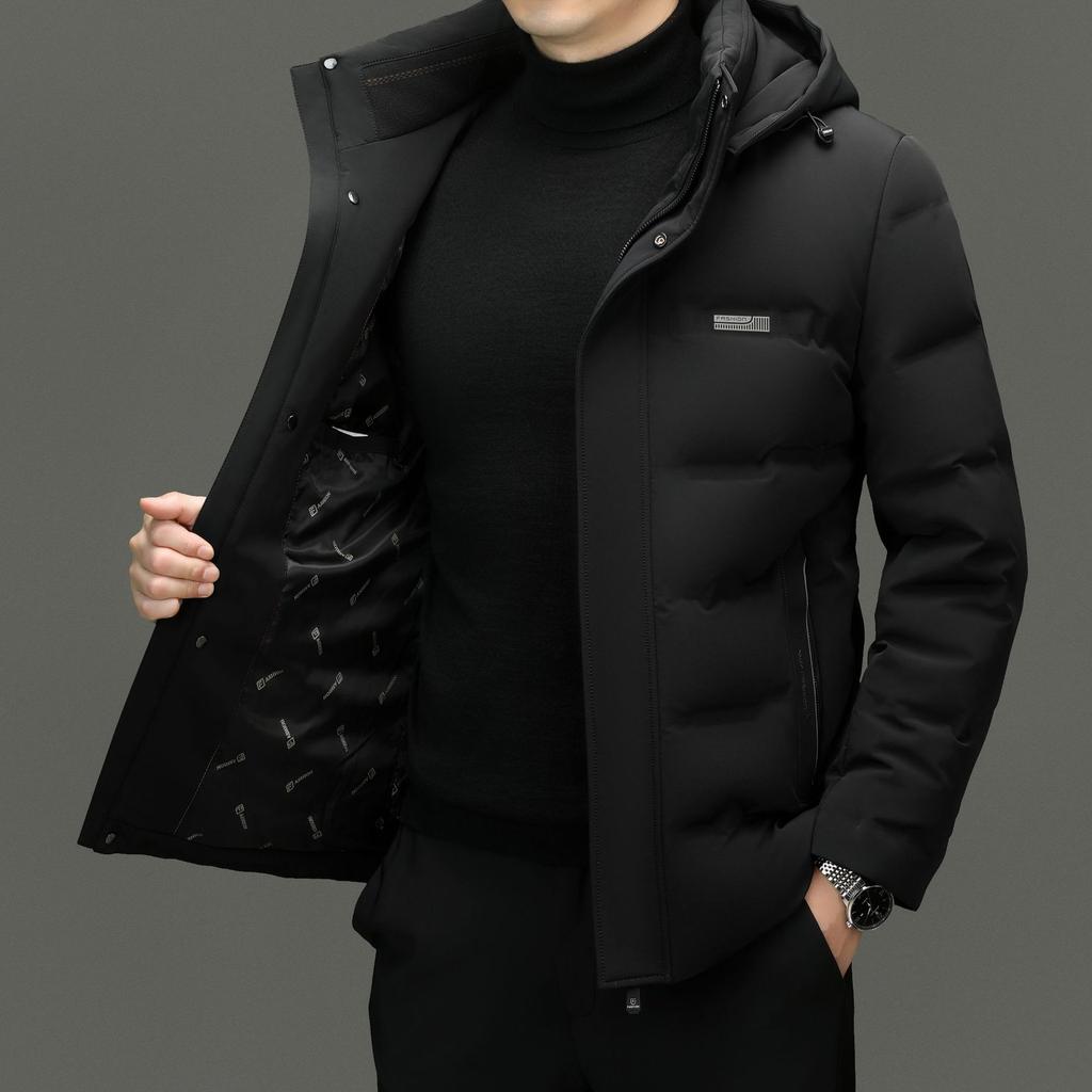Nueva chaqueta de plumón corta de otoño e invierno para hombre, chaqueta de plumón con capucha, chaqueta de plumón informal a prueba de frío