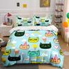 Cartoon Cats Rainbow Dessert Background Bedding Set 1 Duvet Cover 2 Pillowcases For Adult And Children Luxury Gift Full Size