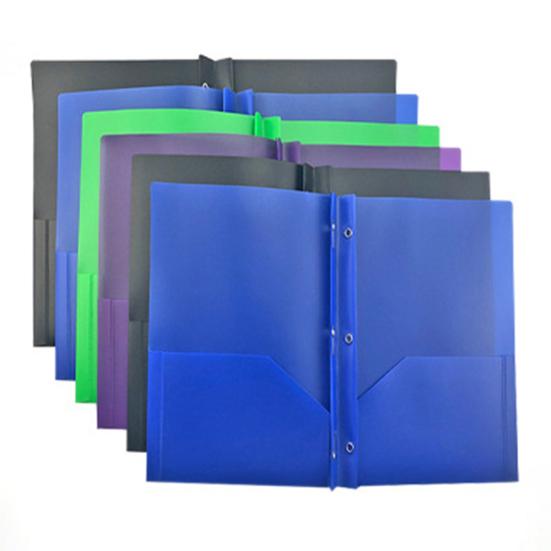 File Folder with Pockets Prong Fasteners PP Plastic A4 Size Waterproof Tear-Resistant
