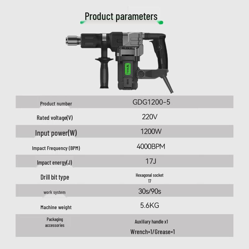 BULL 1200W Industrial Demolition Hammer CN plug (adapter included)