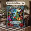 Hummingbirds Flowers Theme Throw Blanket Custom Name Text Personalized Blanket Soft Cozy Blanket for Home Sofa Bed