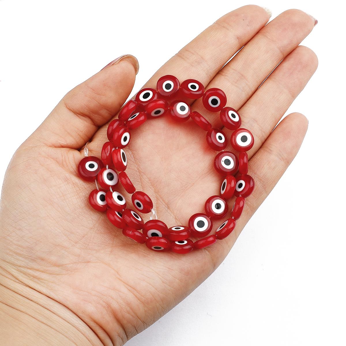 

6/8/10 мм модные красочные сплющенные бусины от сглаза свободные лэмпворк глазурованные стеклянные бусины для браслета и ожерелья DIY изготовление ювелирных изделий 6mm 60pcs красный