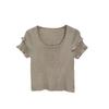 Fashion Summer Gentle Wind Round Neck Pullover Top Design Sense Double Layer Short Sleeve Knit Sweater Women Casual Essential Slim Fit Pullovers Tees