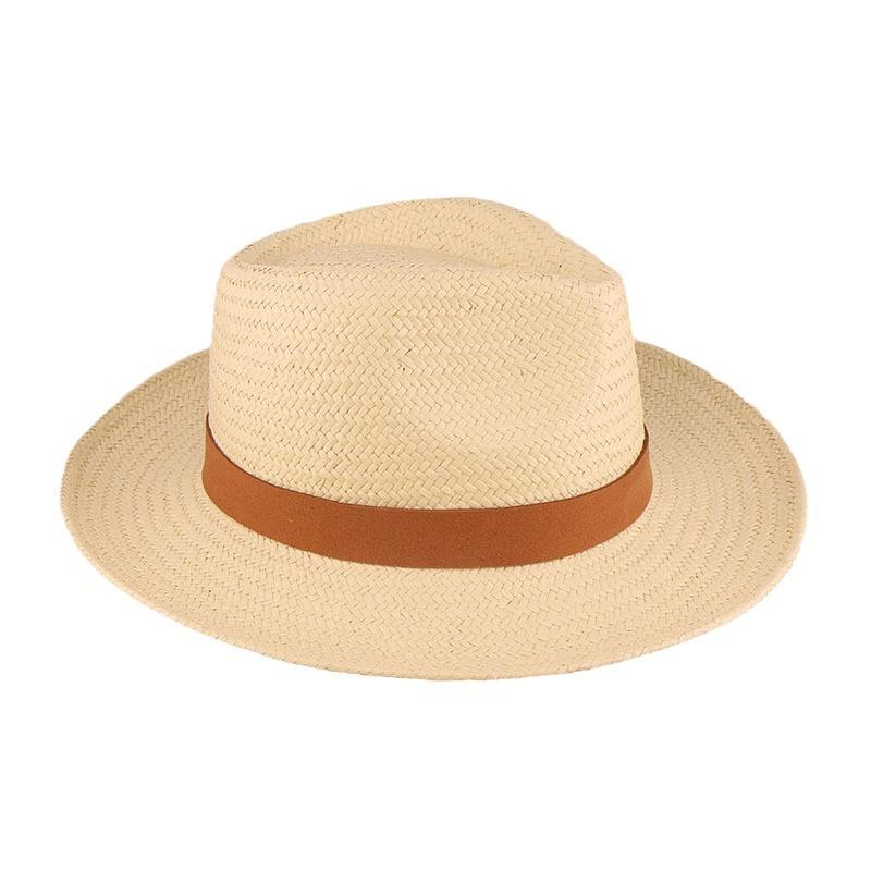 High-End Panama Straw Hat Striped Bow Flat Edge Jazz Grass Top Hat Fine Hand-Woven