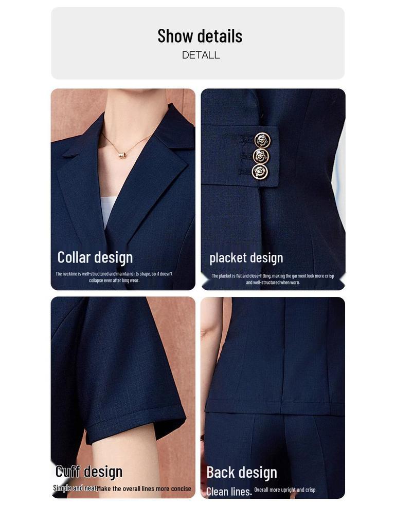 Women's Summer Short-Sleeved Professional Suit - High-End Formal Wear for Interviews and Commute