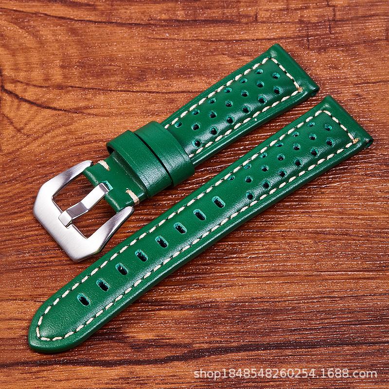 The First Layer Of Needle Pattern Leather Strap Is Suitable For Pena L Sea 18Mm 26Mm Perforated And Breathable Retro Strap.