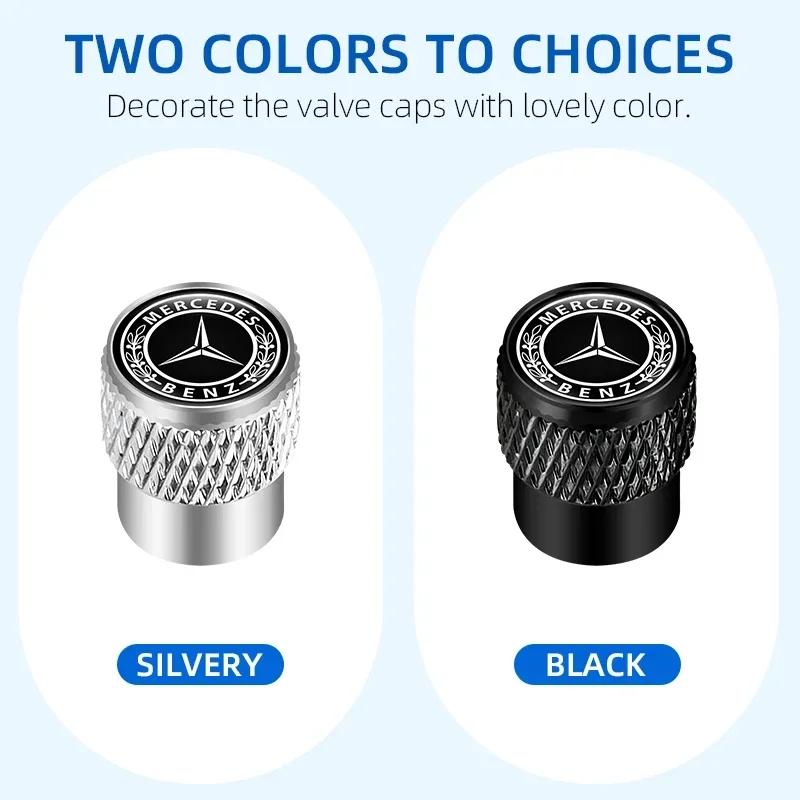 C200 E200 For Mercedes Benz 4Pcs Car Tire Valve Stems Cap Knurling Style Tire Valve Cap for Mercedes Benz W211 W204 W210 W203 CL