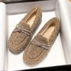 Fashion Luxury Crystal Bow Decoration Brand Designer Shoes Comfortable Flurry Loafers Women Winter new Warm Non-slip Flat Casual Shoes