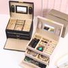 Leather Jewelry Storage Box - Organizer for Rings, Earrings, Necklaces, Makeup & Watch