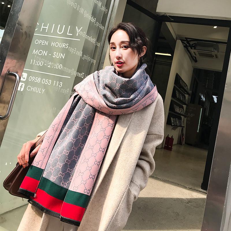 Women's Cashmere Blend Double-Sided Scarf - Autumn/Winter Warm Shawl, Versatile High-End Fashion