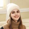 Autumn and Winter Women's Warm Handmade Wool Hat Solid Color Knitted Hat Versatile Fashion Striped Pullover Ear Protector Cold Hat