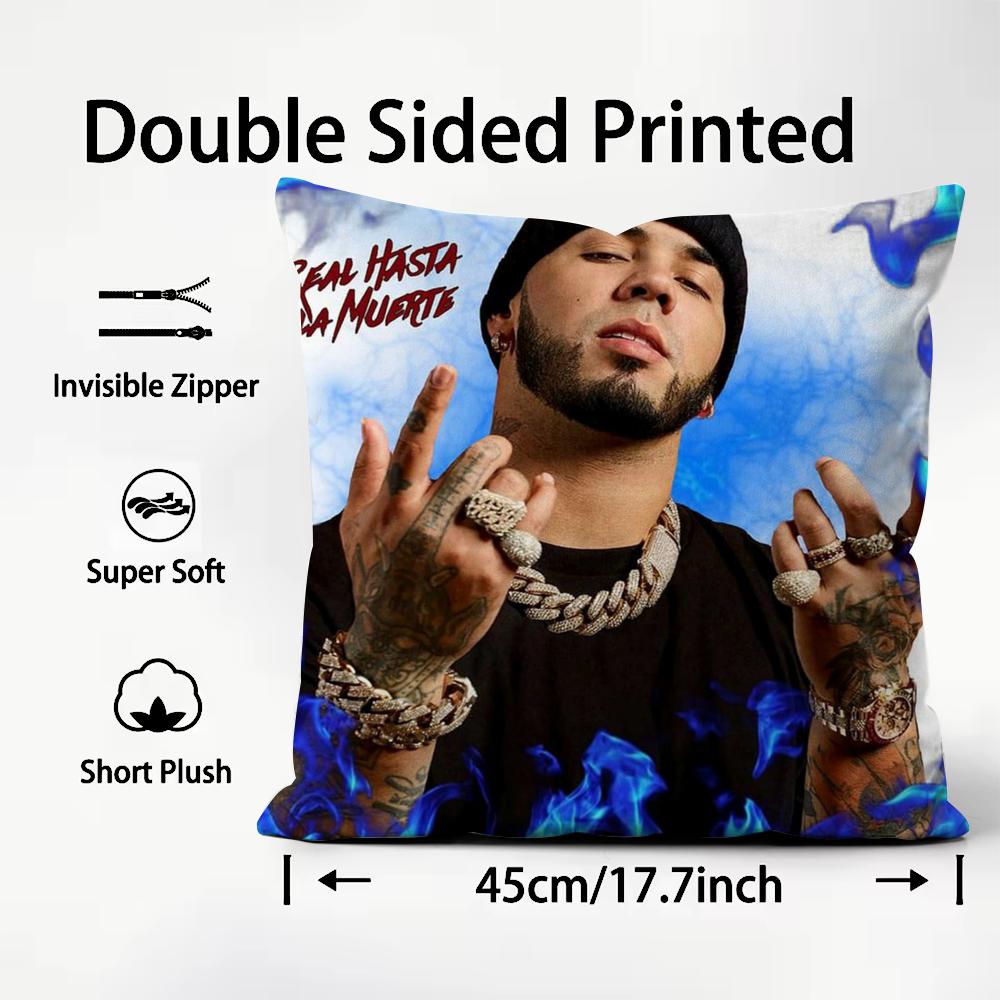 A-Anuel AA Real Hasta La Muerte Cushion Cover Pattern Printed Pillowcase for Living Room Sofa Cushion Cover & Bedroom Decor
