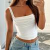 Trendy American Ruched Square Neck Slim Fit Minimalist Camisole - Summer Edition
