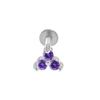 Gioiello per Piercing Labbra e Cartilagine Auricolare a Bottone in Acciaio Inossidabile 316L con Fiore di Zircone