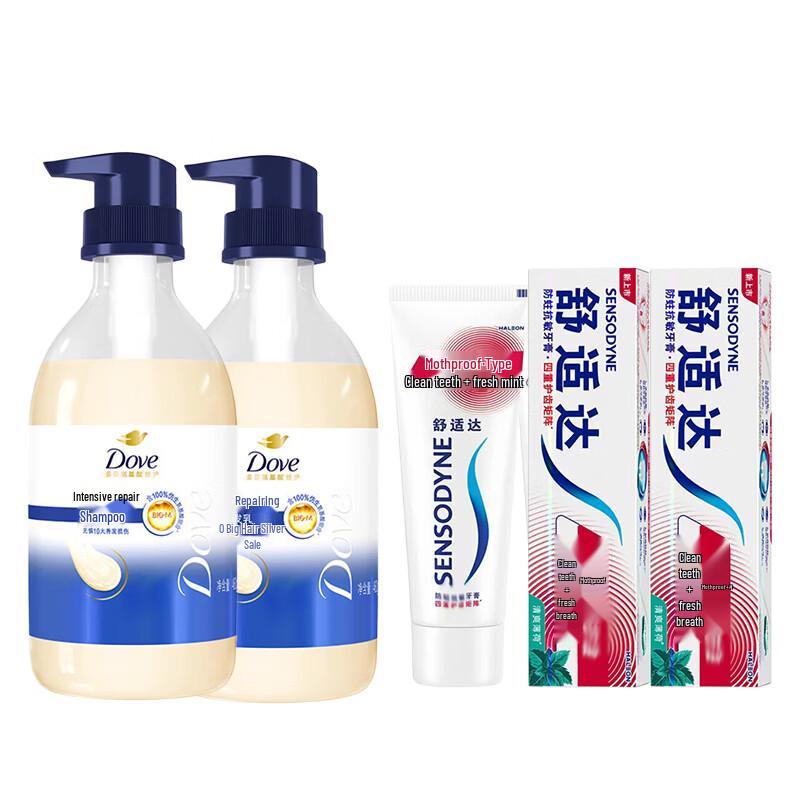 Dove Intensive Repair Shampoo & Sensodyne Toothpaste Bundle