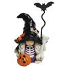 Halloween Gnome Figurine, Small Resin Dwarf Table Decoration, Spooky Pumpkin Bat Skull Gnome Statue for Tiered Tray, Tabletop, Home Decor